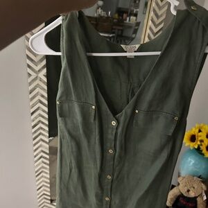 Guess Olive Green Button Down Dress with Belt XL